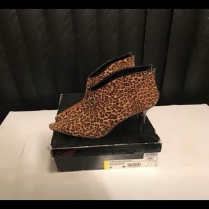 Leopard Print Ankle Boots - Size 9M